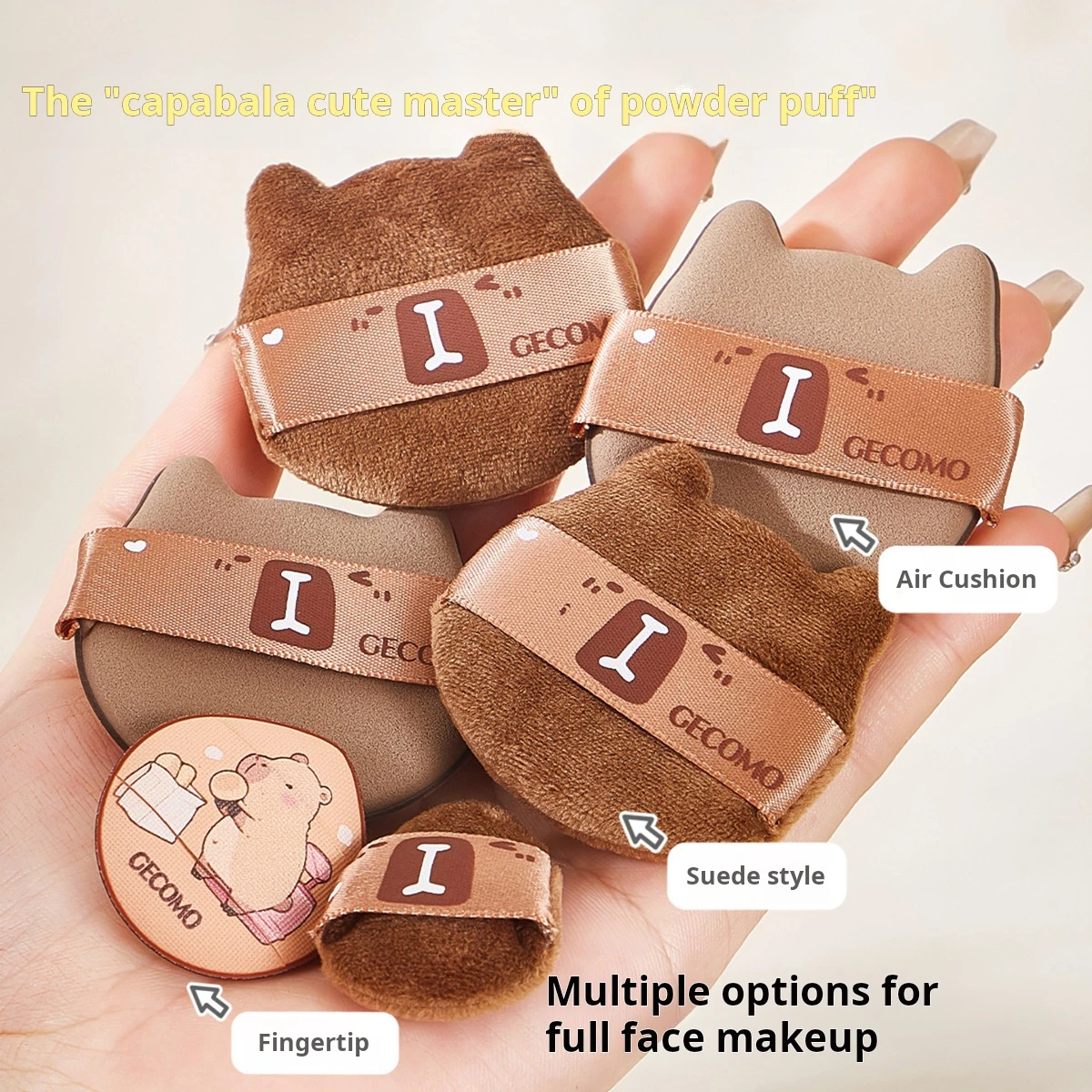 GECOMO Kapibara Air Cushion Puff Aksamitna miękka gąbka kosmetyczna do mieszania podkładu w płynnym proszku bez odpadów