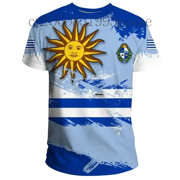 New 2024 Men\'s T-shirt Uruguay Flag 3D Printing Fashion Casual T-shirt Street Oversize Men\'s and Women\'s Top