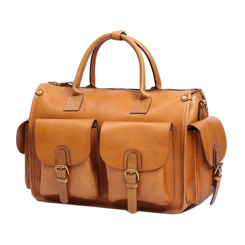 Genuine leather women's luggage bag with large capacity  travel bag vegetable tanned leather fitness storage bag women's handbag