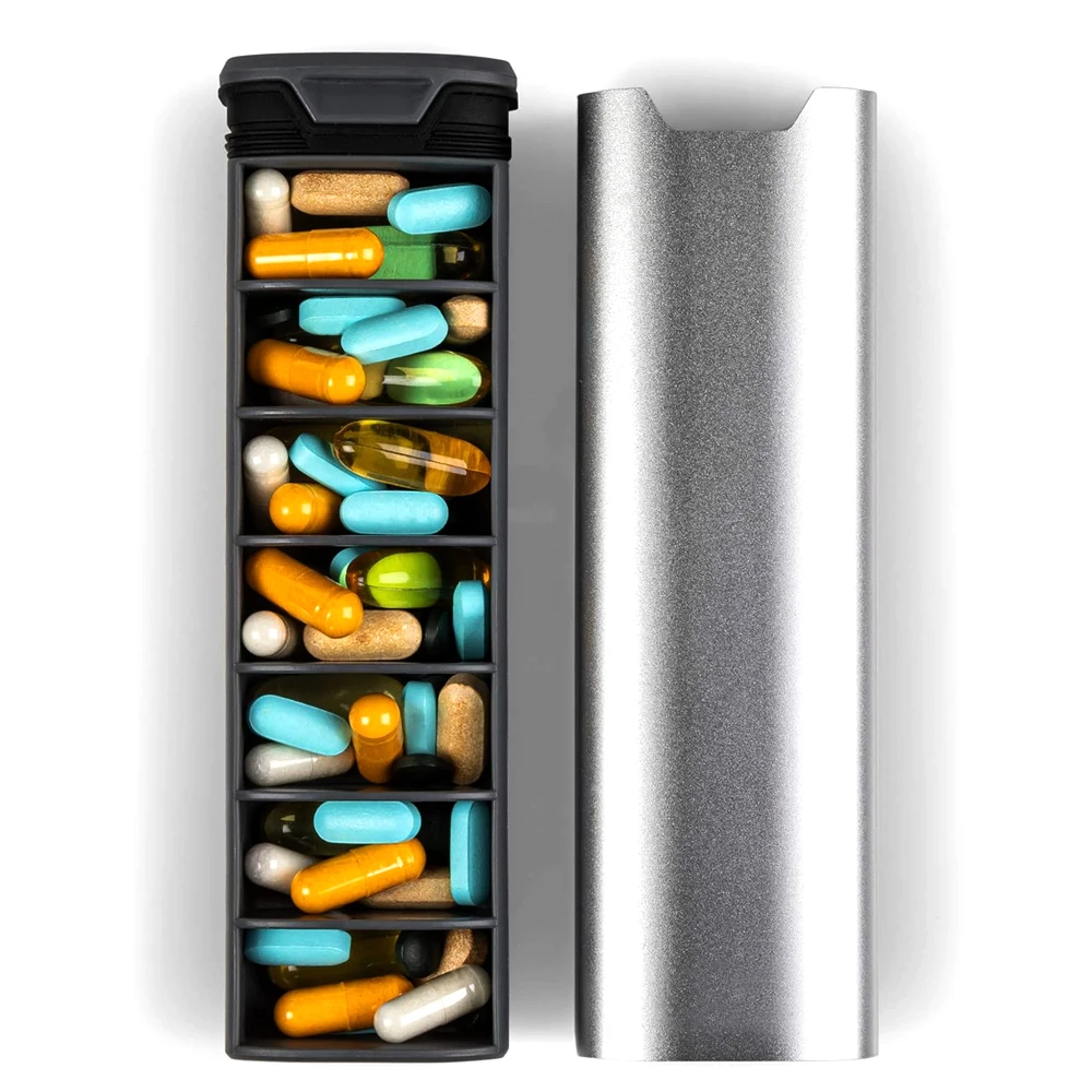 Cute Pill Organizer Weekly Travel Pill Box 7 Days, Daily Pill Case Container Dispenser To Hold Vitamins, Medication, Supplements