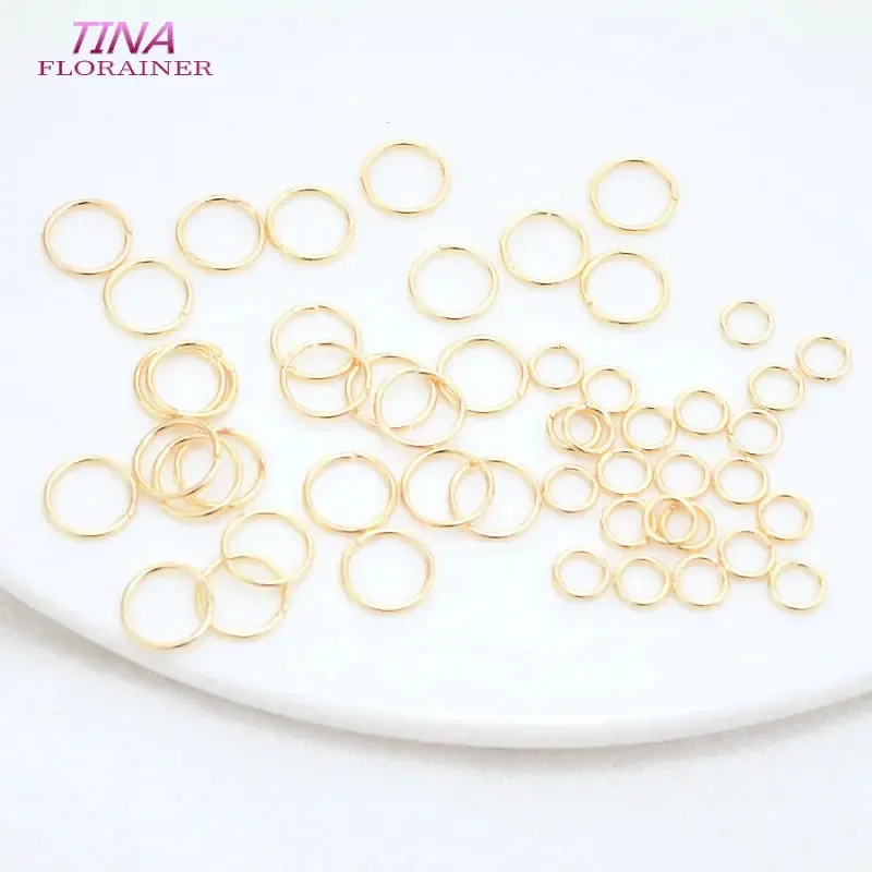 Multi Size 14K Gold Color Plated 100PCS Open Jump Rings Split Rings Connecting Rings for Jewelry Making Metal Ring DIY