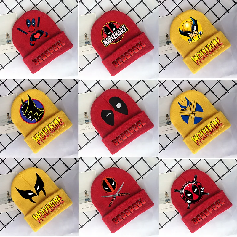 MARVEL Deadpool and Wolverine Knitted hat keep warm cartoon periphrey knit cap boys girls street wear outdoor 2024 new fashion