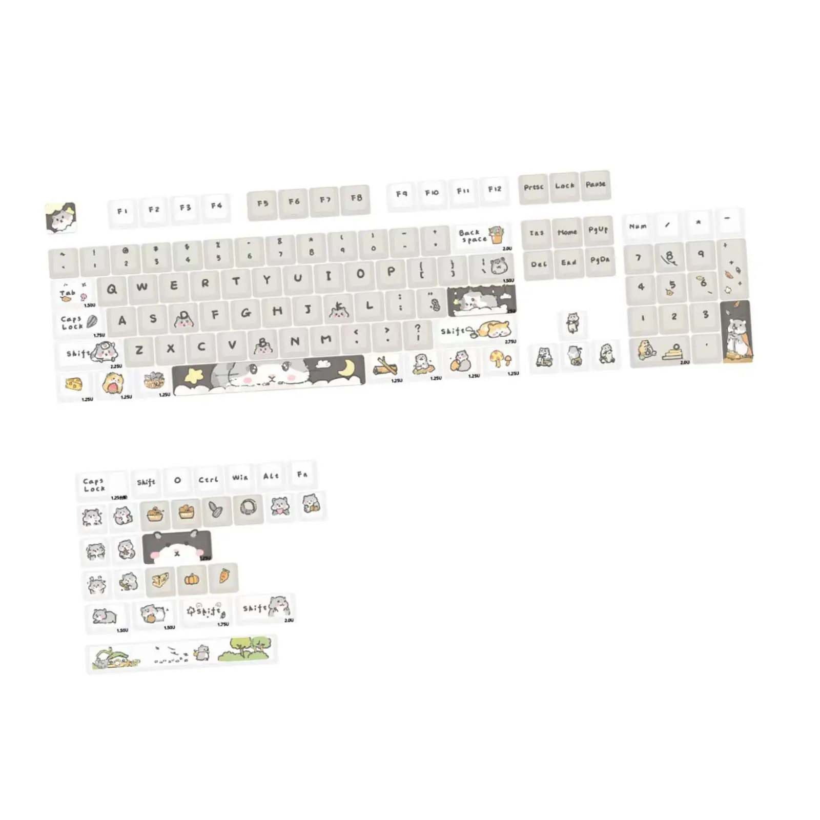 Teclas PBT 132 resistentes al desgaste, regalo Ideal, patrones de ardilla, reemplazo de impresión, resistentes, transparentes, fáciles de instalar
