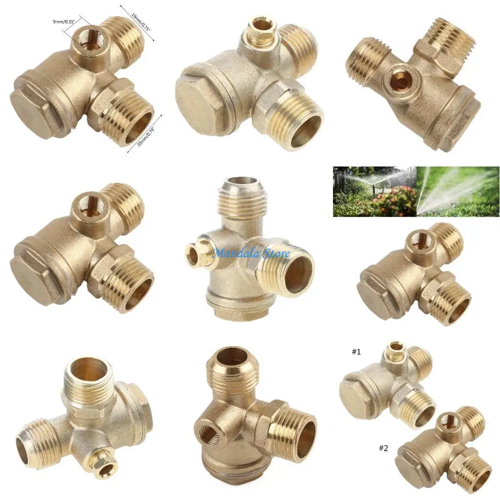 

U2JC 3-ходовые обратные клапаны воздушного компрессора из чистой меди, обратные клапаны с наружной резьбой, запасные части для