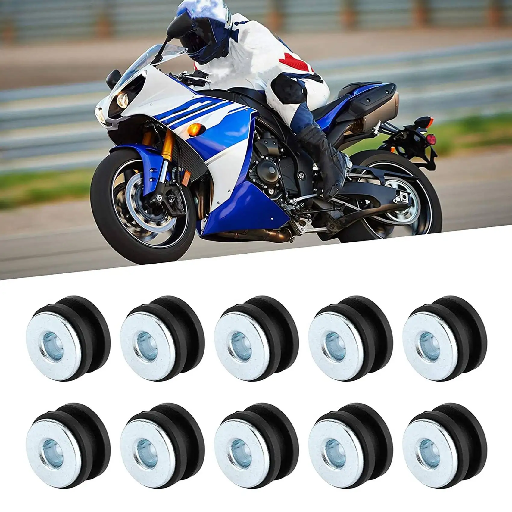 60Pcs Motorcycle Rubber Grommets Kits Motorcycle Windshield Bolts for Honda Yamaha Suzuki Kawasaki Fairings