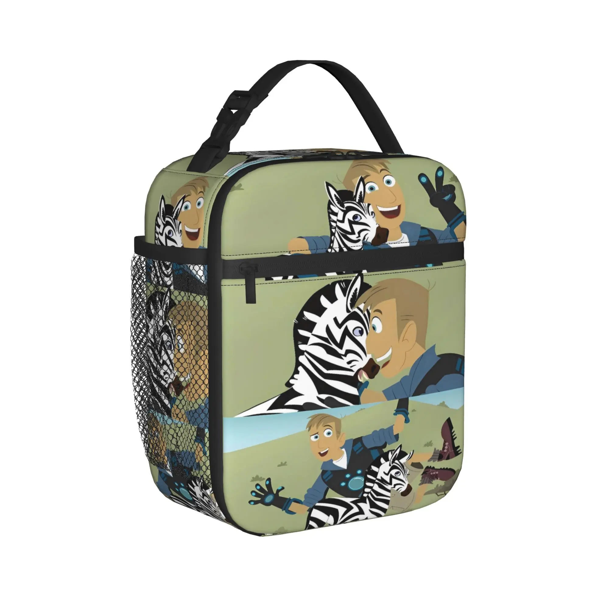 Wild Kratts Martin Kratt Lunch Bag  Kawaii Lunch Box Office Portable Tote Food Bags For Women Oxford Designer Cooler Bag