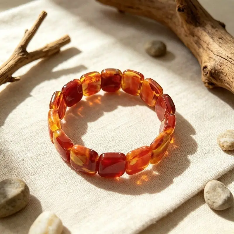 The Second-generation Amber Beeswax Single-circle Hand Row, Suitable for Both Men and Women, Ethnic Style Jewelry Handicrafts