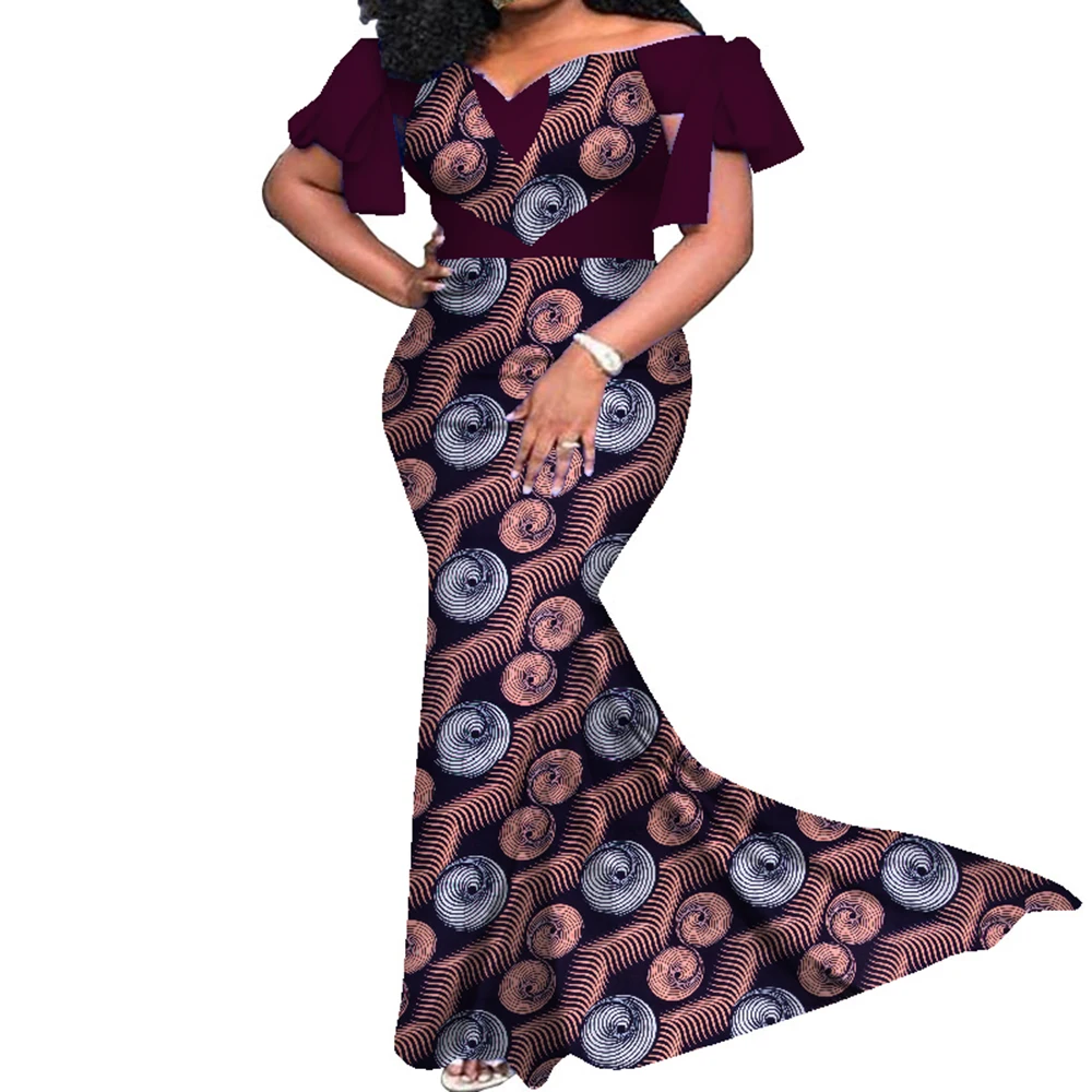 Tanzania Dressing Style: How to Embrace Authentic African Elegance with the  Heart-Shape Slash Neck Wax Print Dress