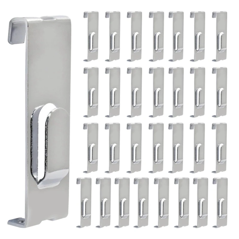 

30Pc Gridwall Hooks Hangers,Grid Panel Hooks Grid Wall Hook Grid Wall Accessories Wire Grid Hook Grid Shelf Hooks Silver