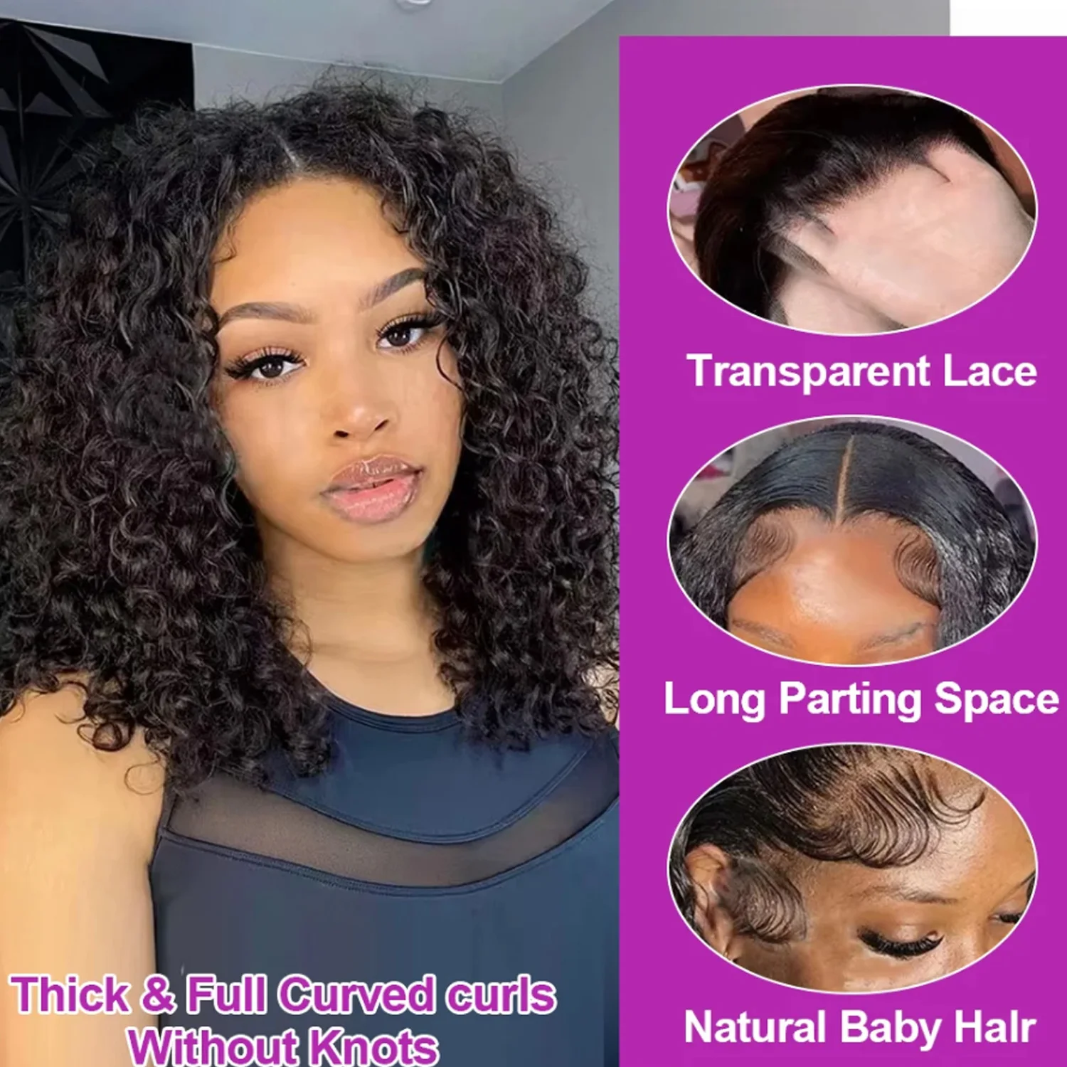 مجعد الدانتيل الباروكة الأمامية قبل قطعها بيرو ريمي 13x6 الدانتيل شعر مستعار أمامي 14 بوصة 16 بوصة مجعد بوب خصلات الشعر المستعار الإنسان للنساء والفتيات #3