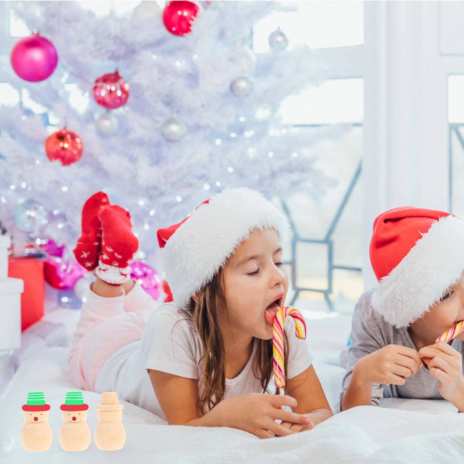 

20 pcs Snowman Wooden Unfinished Diy Peg Kids Crafts Wood Painting Ornament Home Decor Gift For Children