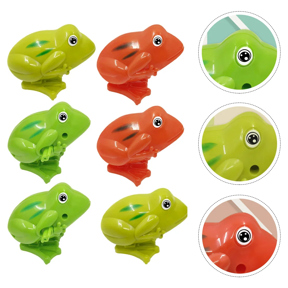 6 Pcs Bouncing Wind-up Toy Frogs Model Toys Children Clockwork Creative Playthings Abs Bounce