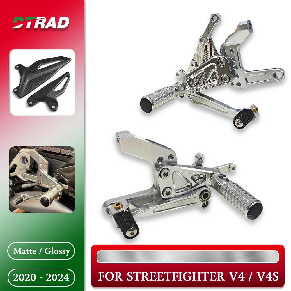 

For DUCATI Streetfighter V4 / S V4S 2020- 2024 Racing Adjustable Footpegs Carbon Fiber Heel Guard Fairing Motorcycle Accessories