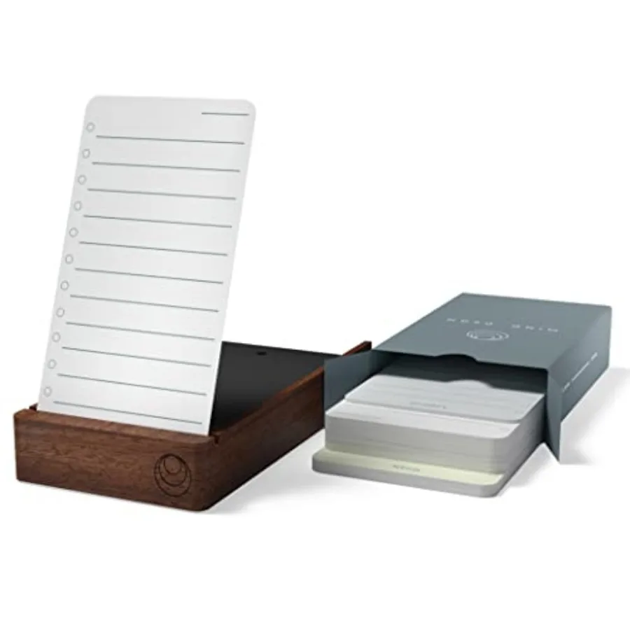 

Undated Daily To Do List Notepads and Walnut Stand - 120 Checklist, 10 Goal Cards - Perfect Note Pads for Work Desk or School -