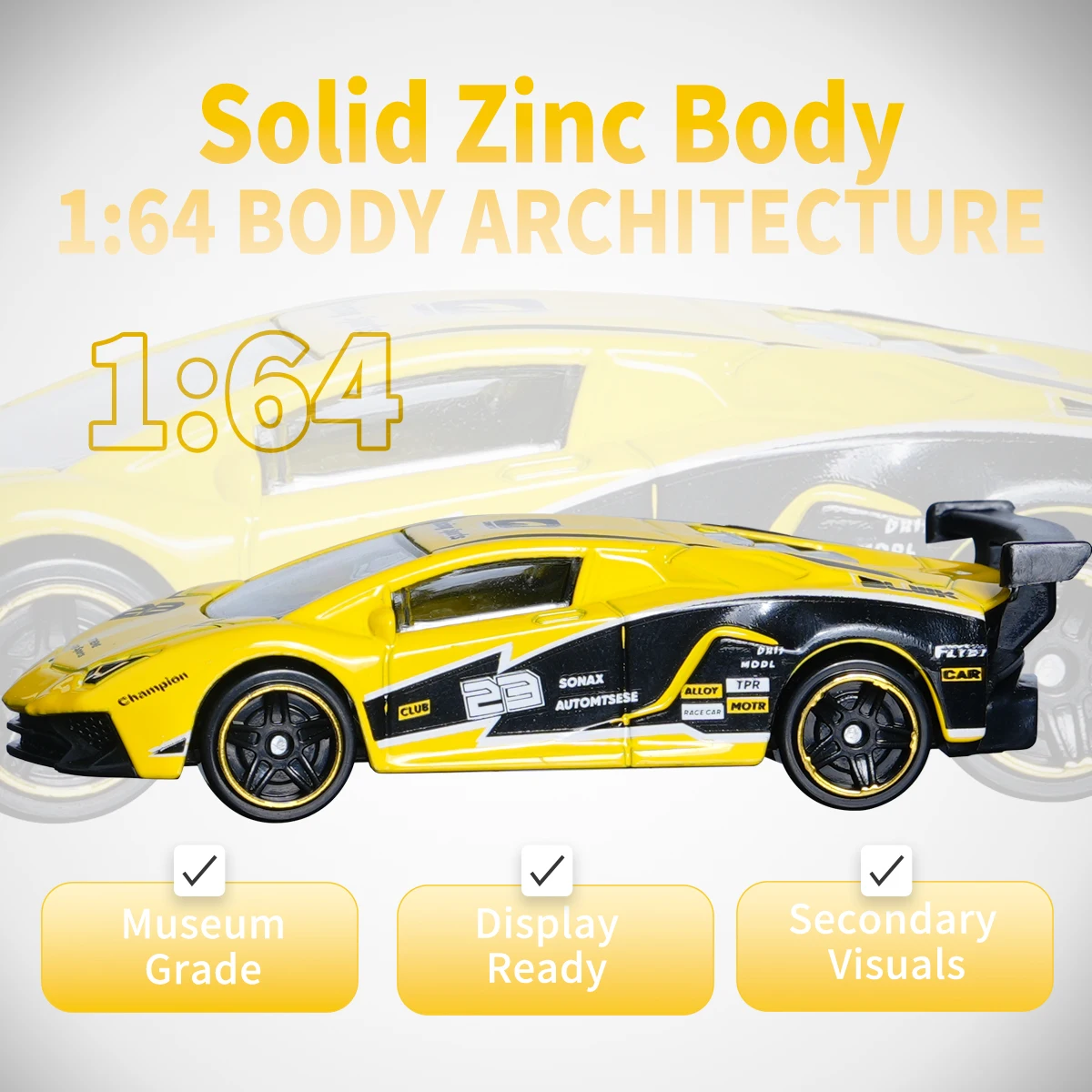 لعبة سيارة سباق صغيرة مصنوعة من خليط معدني أصفر وأسود، عملية مصبوبة رائعة، يمكن شراؤها مع صندوق عرض شفاف، استعادة مظهر السيارة الخارقة، مناسبة لعشاق السيارات للعب مع المفروشات المنزلية |   الخيار الأول لعرض ديكور سطح المكتب وهدايا أعياد الميلاد والعطلات (عيد الميلاد / الهالوين، إلخ.)