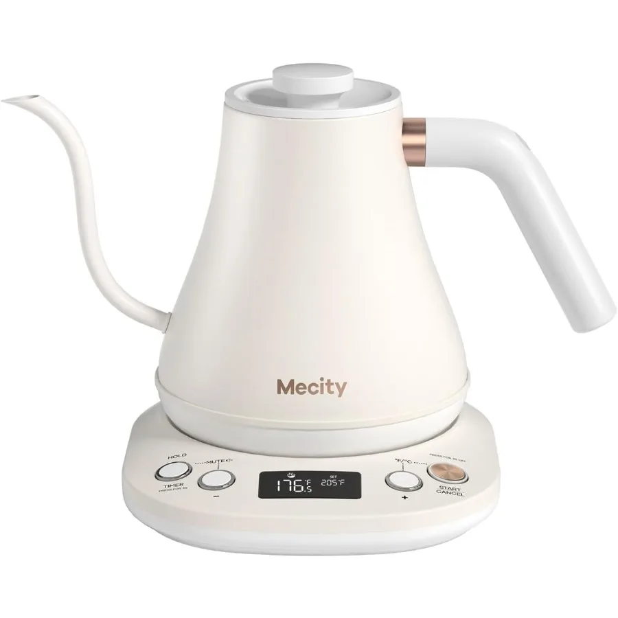 

Electric Gooseneck Kettle 0.8L Off White Keep Warm Function LCD Display Automatic Shut Off Temperature Control Pour Over Kettle
