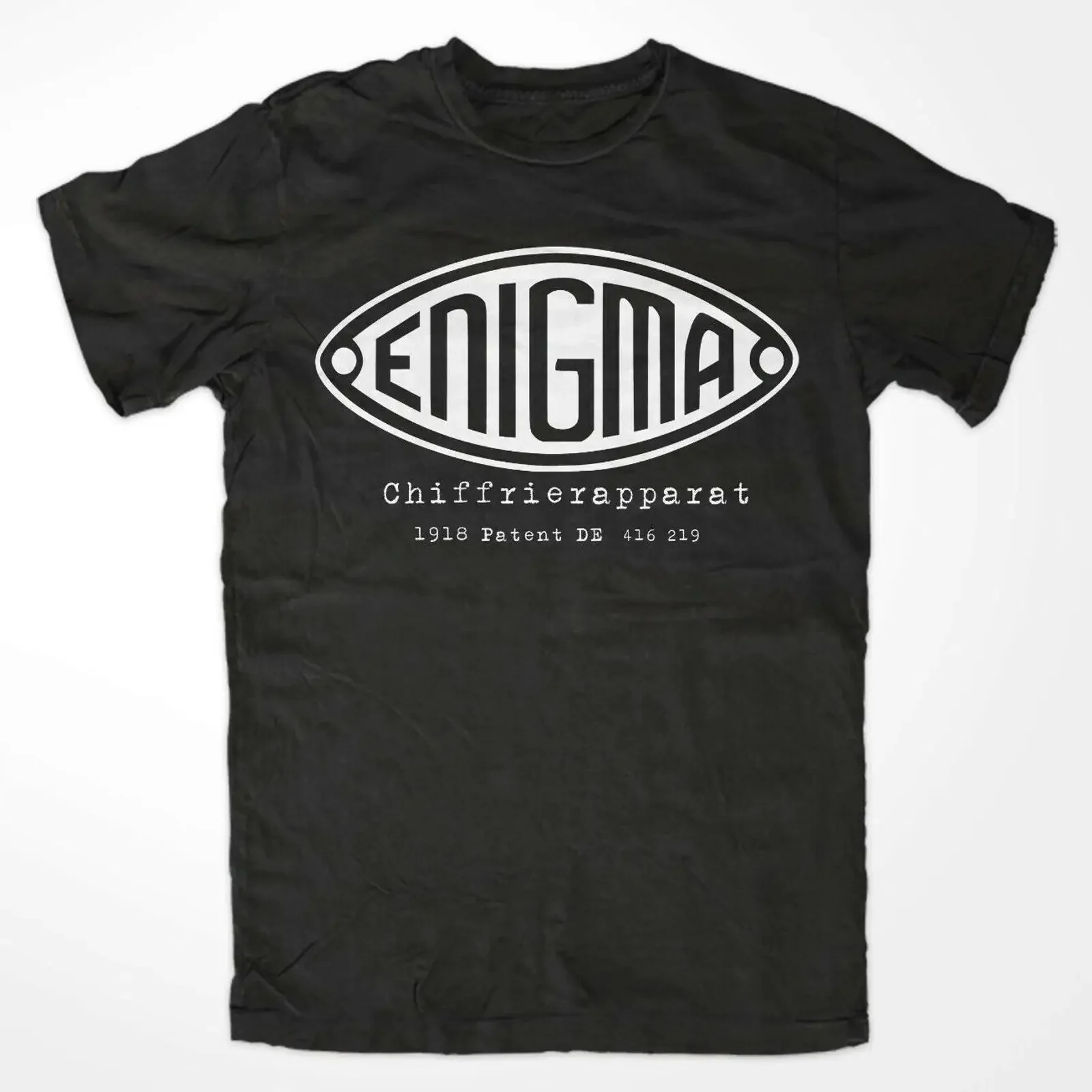 Enigma T Shirt Schwarz Rotor Schlüsselmaschine Nachrichtenverkehr U Boot Logo vintage Washed Soft Breathable Slightly