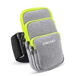 HAISSKY 3033 3 Zipper Pocket Outdoor Sports Runing Bag Men Women Waterproof On Hand Phone Armband Pouch GYM Fitness Sport Bags