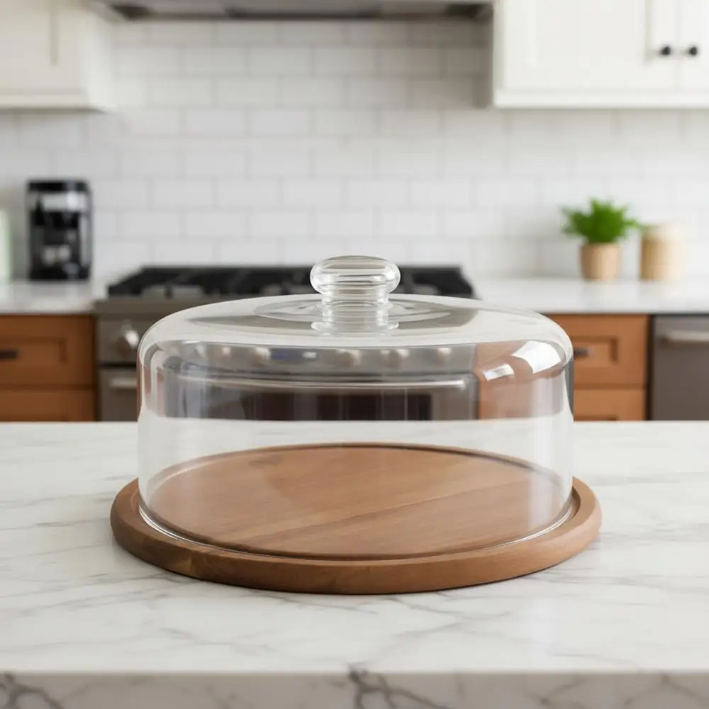 

11.8 Glass Dome Cake Tray with Base, Elegant Dessert Display for Kitchen, Parties & Special Occasions
