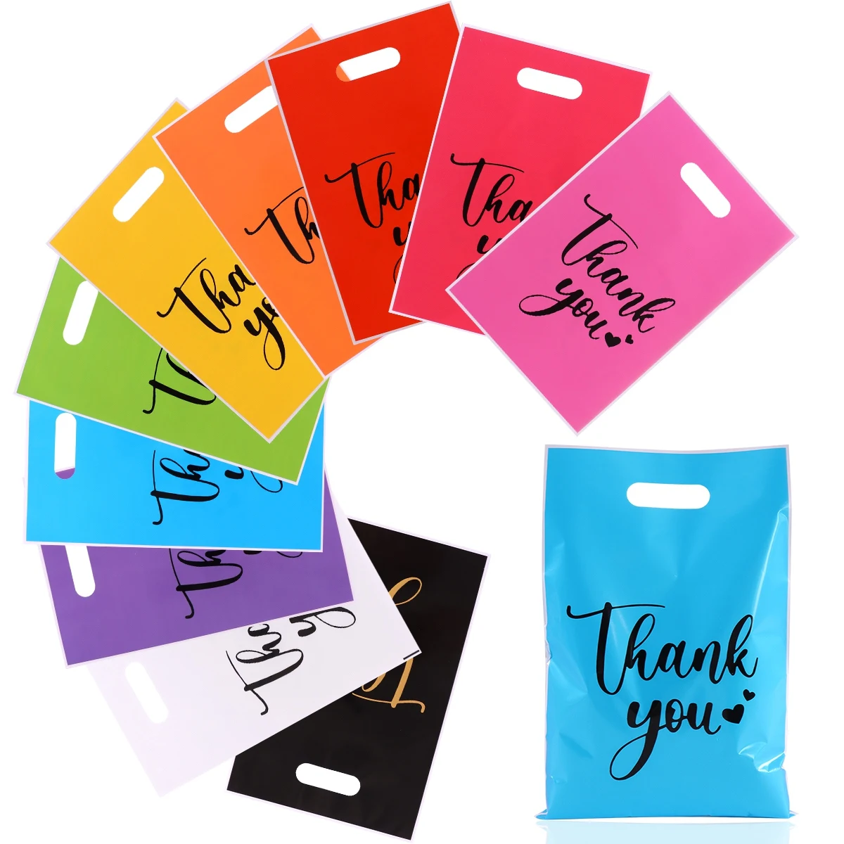 20/50/100 Stück Dankeschön-Geschenktüten, mehrfarbig, Kunststoff, Süßigkeitenbeutel, Hochzeit, Geburtstag, Party, Gastgeschenke, Zubehör für kleine Unternehmen – Detail 2