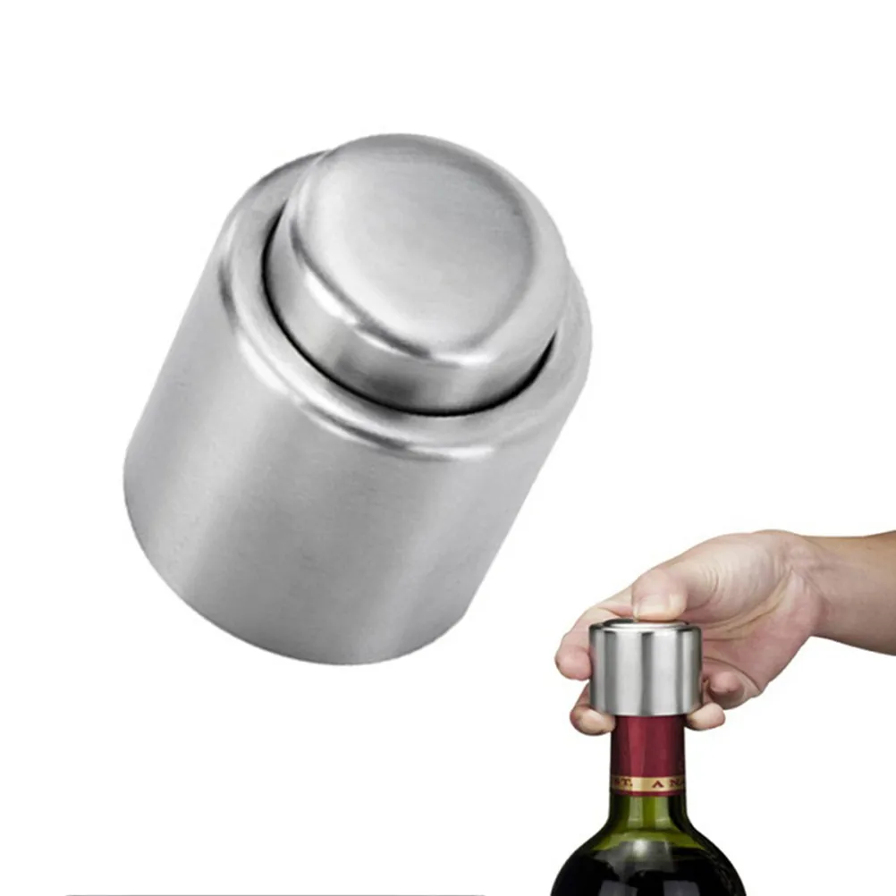 Stainless Steel Wine Sealer 4.2x4.2x4.8cm Reusable Bottle Stopper Prevents Oxidation Stores 3- in Restaurants