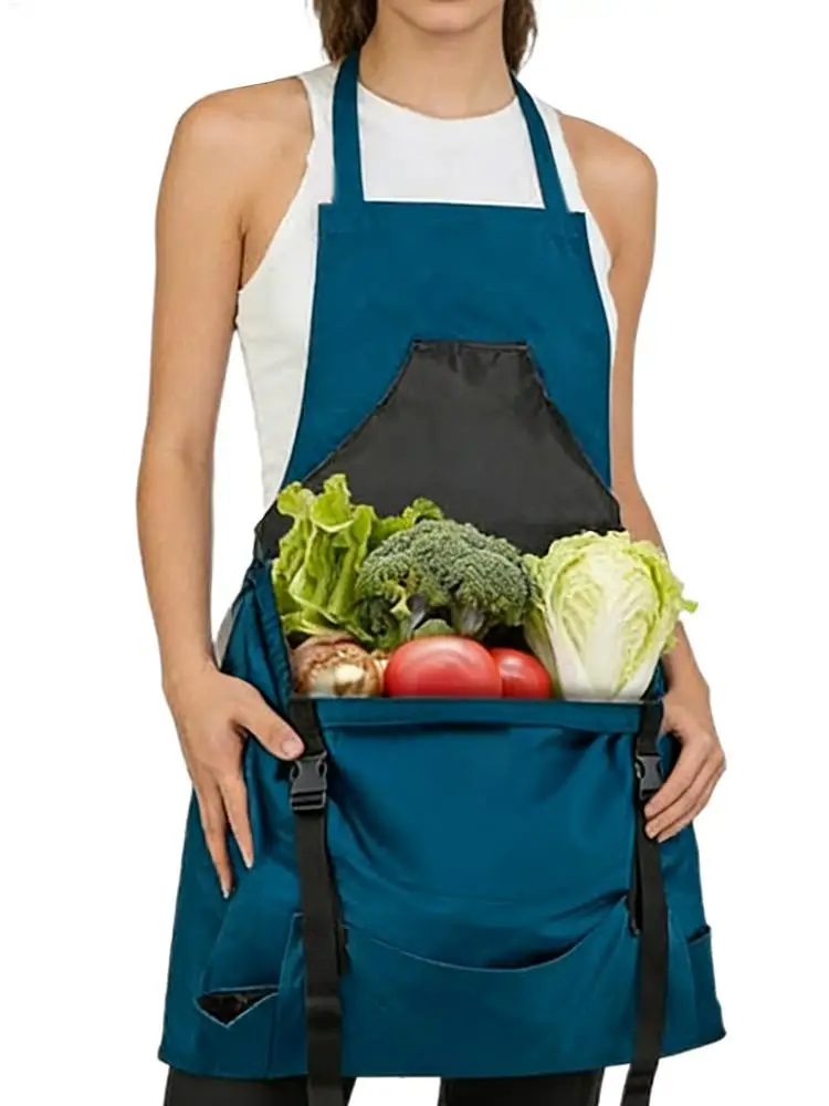 

Gardening Apron Waterproof Quick-Release Canvas Outfits Harvest Picking Apron with Pockets for Gardening Horticultural Lawn