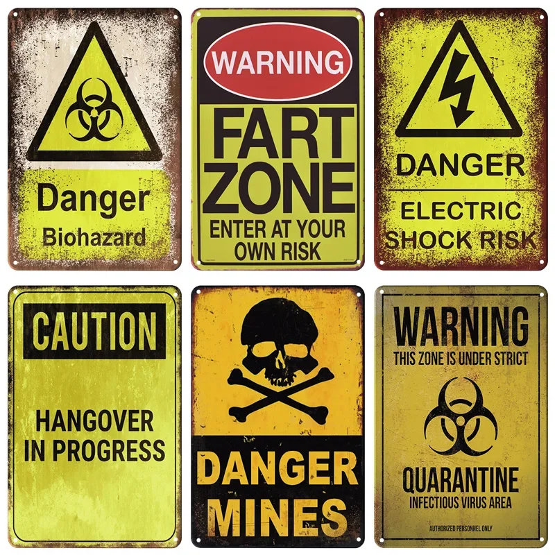 علامة معدن القصدير تحذير لوحة خمر ، شعار تحذير ، ملصقات الرجعية ، لوحة معدنية ، علامات الباب ، ديكور جدار المنزل ، المصنع #4