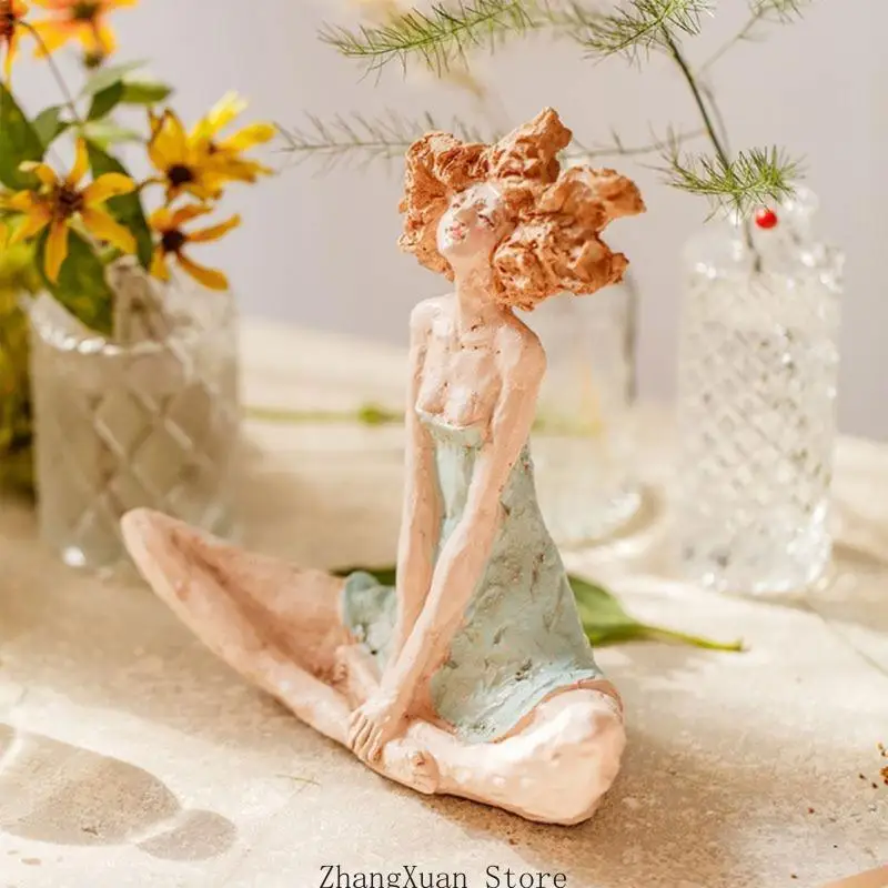 Sitzendes Mädchen aus Kunstharz, Deko-Figur für Schlafzimmer, Eingangsbereich, 3 x – Detail 9