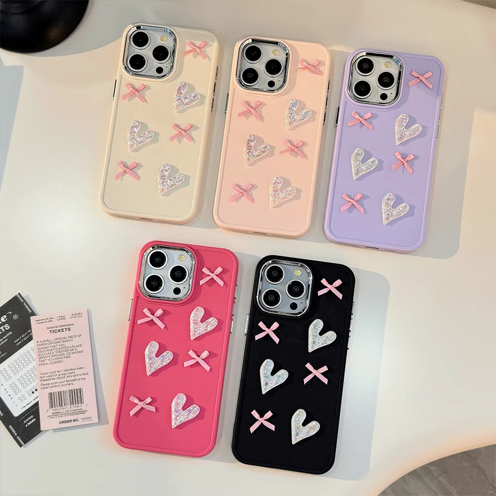 Luxus Candy Farbe 3D Bogen Perle Liebe Überzug Telefon Fall für iPhone 16 15 14 13 12 11 Pro Max XS XR X 7 8 Plus Stoßfest Abdeckung