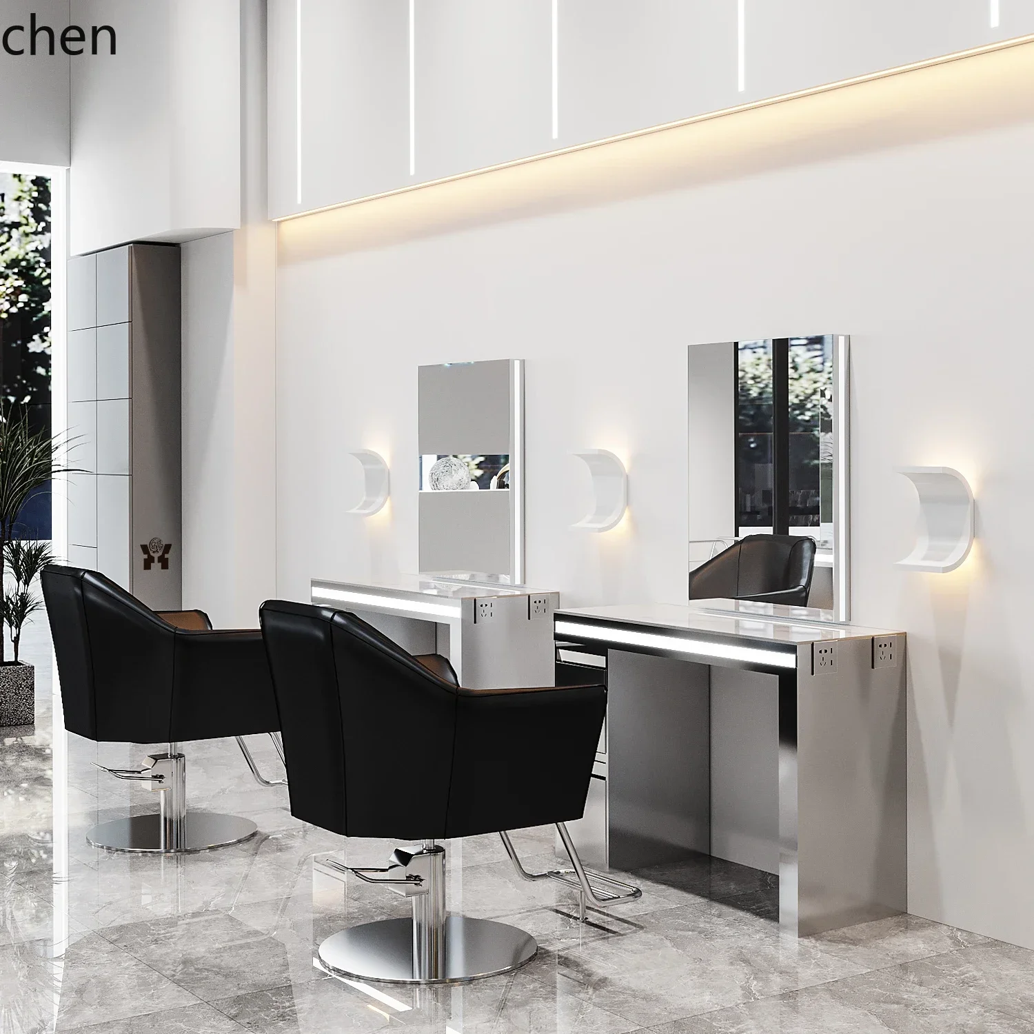 YY- high-end barber shop mirror table hair salon special perm and dyeing area hair cutting mirror tide shop