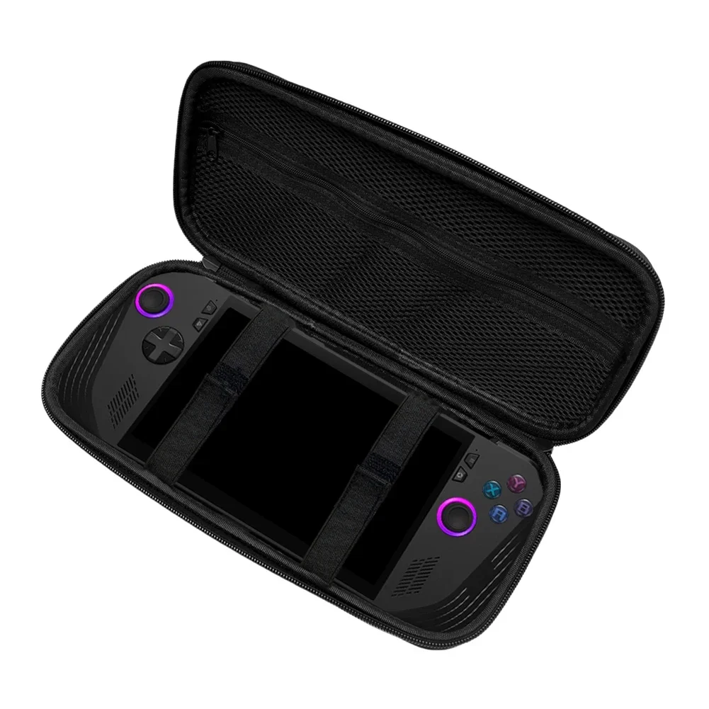 حقيبة حمل صلبة من مادة EVA حافظة واقية للسفر مقاومة للصدمات مع حقيبة تخزين للجيب لوحدة تحكم الألعاب Asus Rog Ally X/Rog Ally