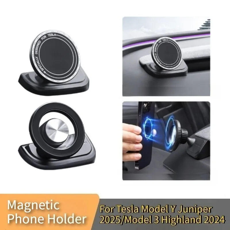Support de téléphone magnétique sans trace pour Tesla Model Y Juniper 2025 et Model 3 Highland 2024 - Accessoires auto