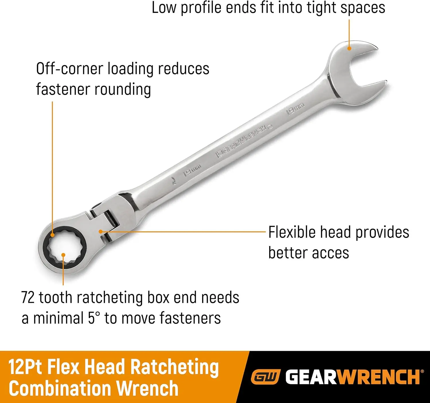 12 Piece Flex Head Ratcheting Combination Wrench Set | 12 Point | Metric | 9901D