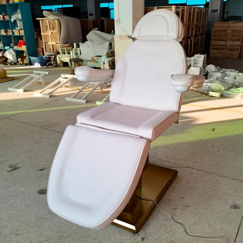 Hot Sale White Beauty Massage Table 3 Motor Gold Cosmetic Lash Extension Bed Luxury