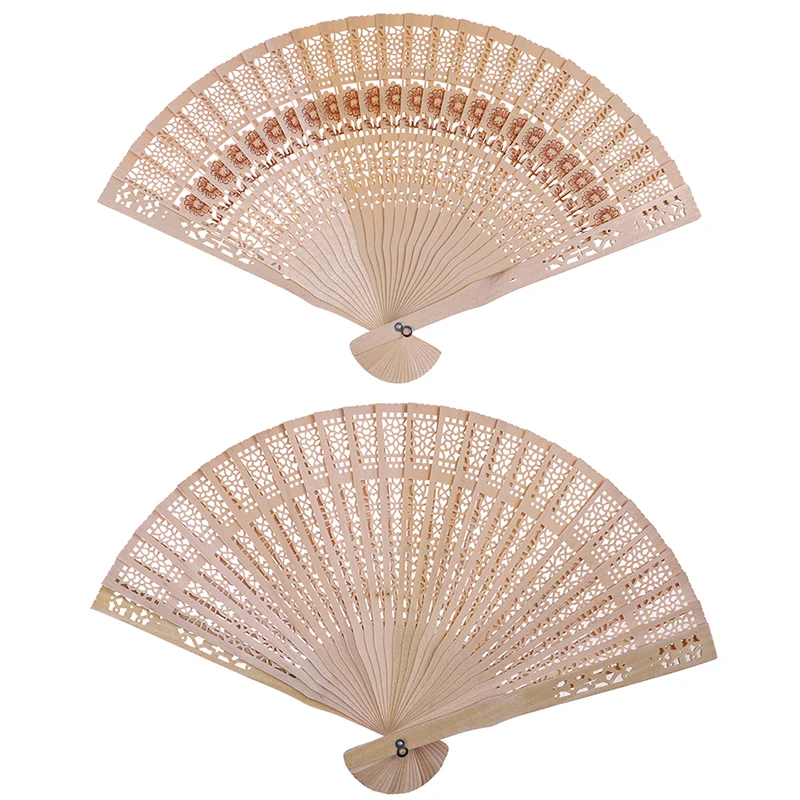 Japanese Folding Fan Wooden Hand Flower Moon Bamboo Pocket Fan