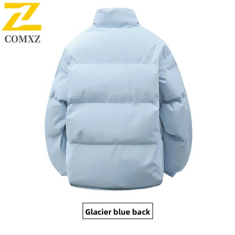 COMXZ 2025 Autumn Winter Sherpa Stand Collar Cotton Jacket Waterproof Windproof Solid Color Warm Unisex Loose Fit Fashion Coat