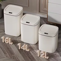 1 Pack Smart Motion Sensor Trash Can Touchless With Lid, Plastic Slim Compact Smart Garbage Bin, Minimalist Seamless Cover Low Voltage Operation Hygienic Waste Solution For Home Kitchen Bathroom Office Outdoor