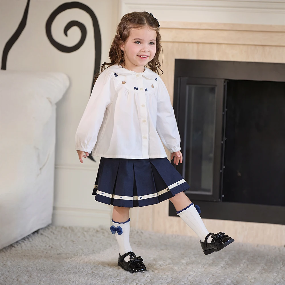 Dave Bella Girls Set White Shirt Bow Skirt Two Piece Suits Children Autumn Clothes Spring Fashion Charm Elegant Party DB3263566