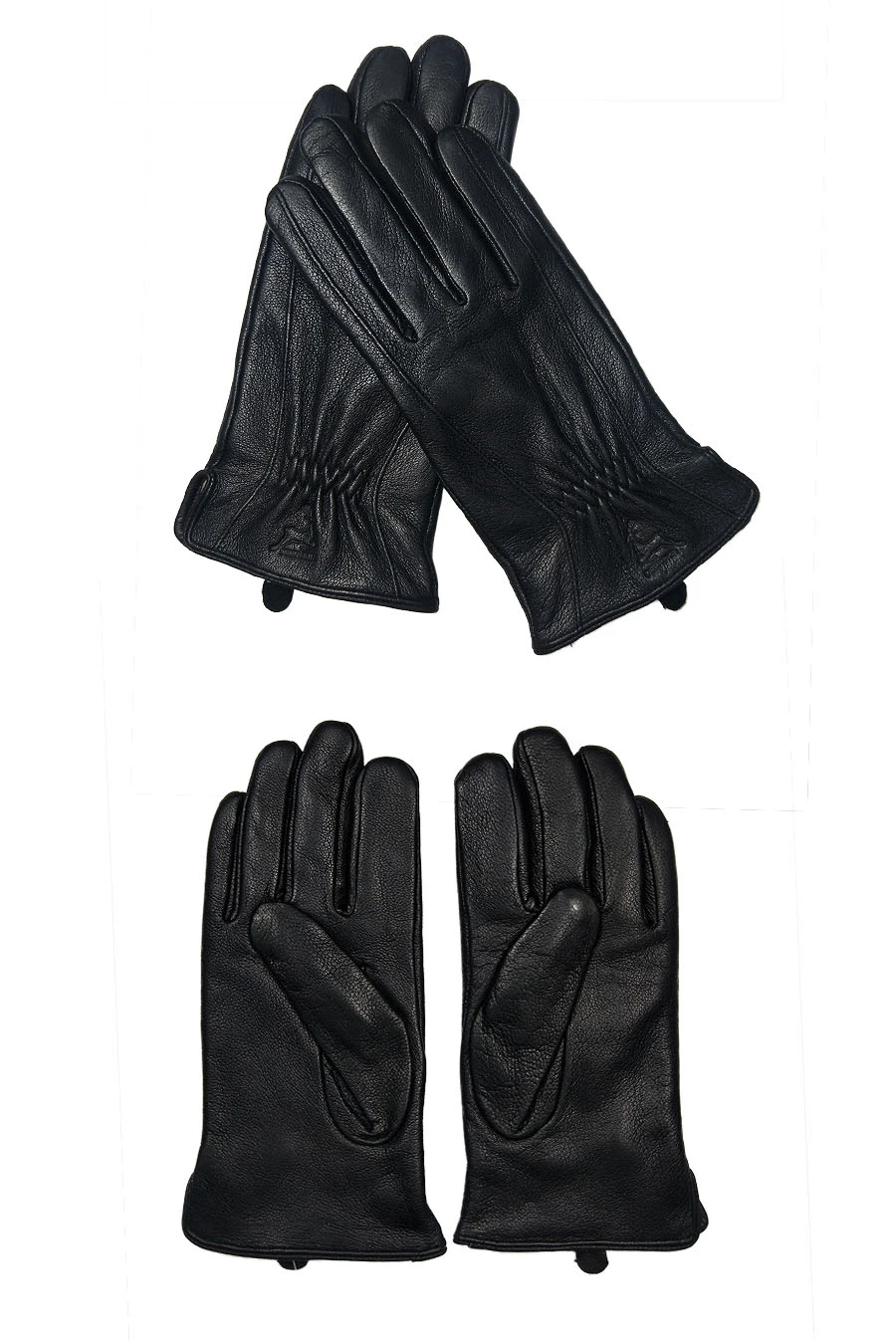 2025 New Winter man deer skin leather gloves male warm soft men's glove black three lines design men mittens sheep hair lining