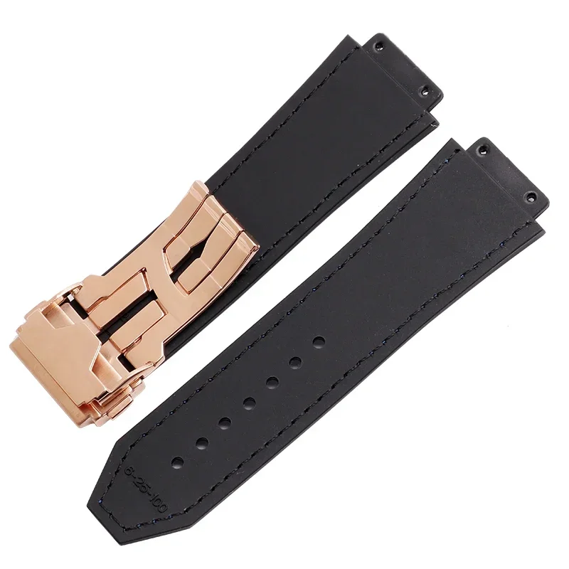 Watch Band 19mmX25mm High quality Genuine leather strap for Hublot series fashion business 22mm clasp ladies rubber sports strap