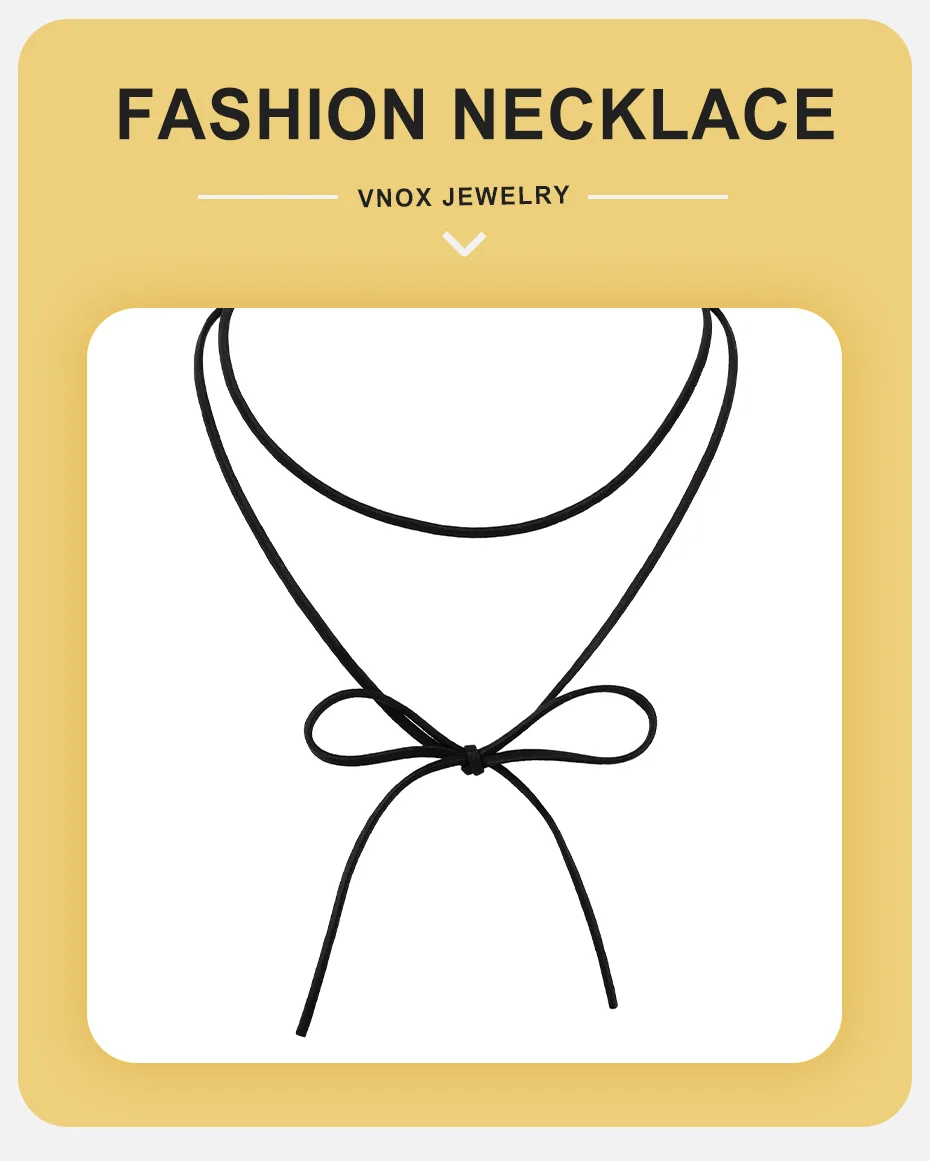 Vnox glänzende Tropfen-Herz-Anhänger-Halskette für Damen, unregelmäßige geometrische Metall-Wachsseil-Pulloverkette, Y2k-Schmuck – Detail 1