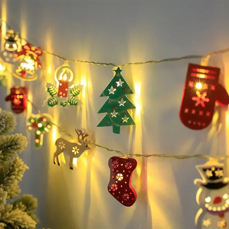 Christmas LED Light String Santa Claus Elk Snowman Xmas Ornament String Light Christmas Decorations 2023 New Year Navidad Gift