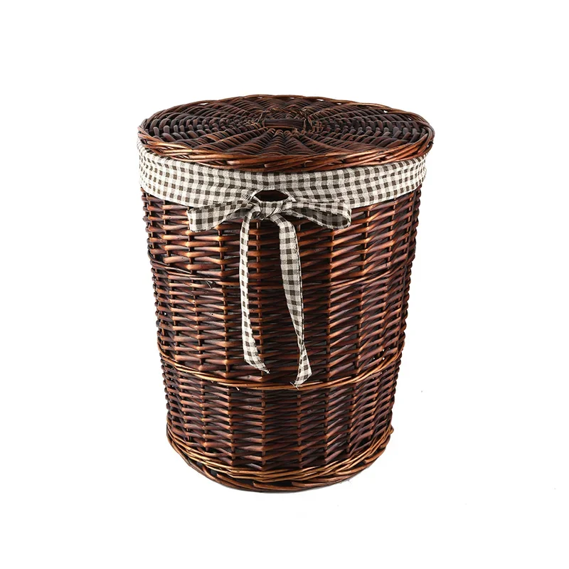 Clothes Storage Basket Hamper Laundry Barrel Rattan Large Clothing Toy Tweezers Household with Cover Discreet Organizer