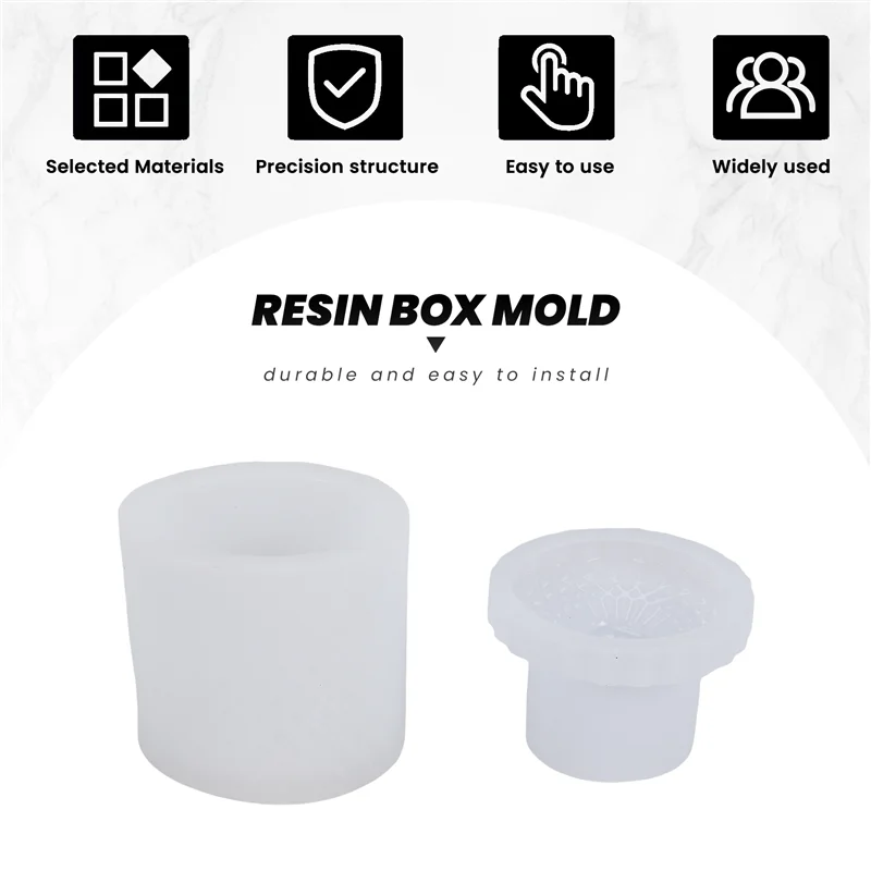 N08R Resin Box Molds With Lids,3D Jar Silicone Mold, Trinket Storage Container Box Mold For Resin Casting Home Decor