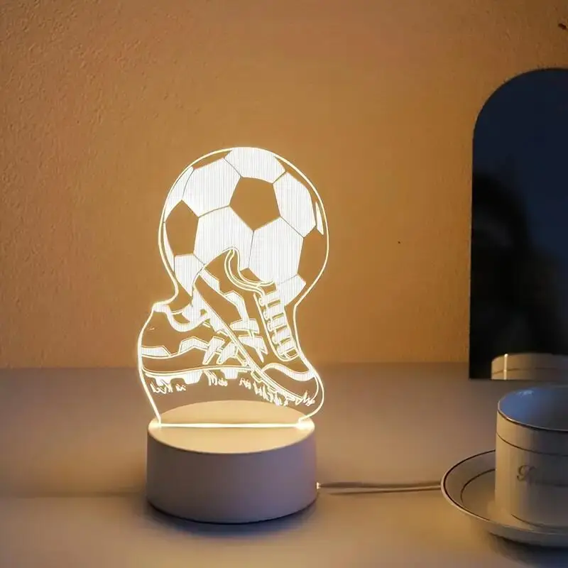 1pc Football  3D Night Light, 3D Optical Illusion Lamp With Touch, 7-Color Changing Ambient Light For Bedroom