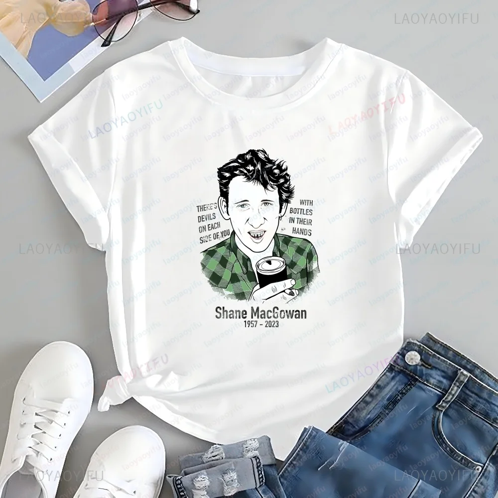 Streetwear: The Pogues Punk Band's Shane MacGowan Short-sleeved, All-gender, Universal-pattern Oversized Fashionable T-shirt