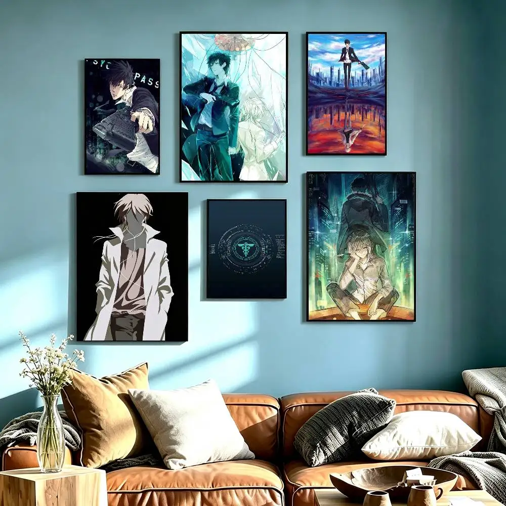 Classic Anime P-Psycho Pass Poster Waterproof Wall Art Sticker For Bar Living Room Vintage Decor High Quality Print Gift