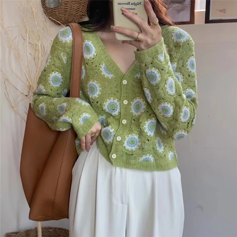 REALEFT Spring Summer Lace Crochet Women\'s Cardigan 2024 Single Breasted Bohemiam Hollow Out Outwear Casual Korean Tops Female