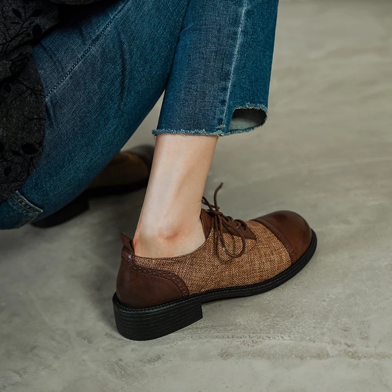2026 new spring autumn women pumps natural leather 22-25cm cowhide+fabric+pigskin+sheepskin mixed color women shoes fashion
