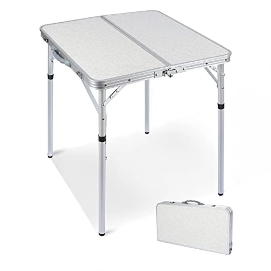 

Маленький складной квадратный стол 2 фута, регулируемая высота, легкий и портативный, алюминиевый, для кемпинга, для использования на улице и в помещении, для пикника, 2 штуки